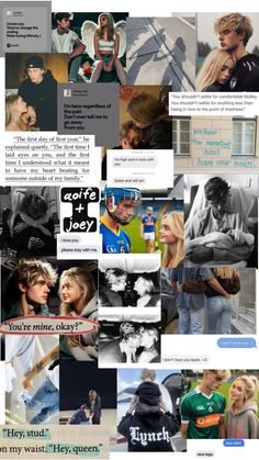 a collage of photos with people and words on them, including the same person