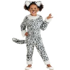 Toddler Kid's Spotted Snow Leopard Costume:Your kiddo can become a sleek and stealthy snow leopard with this Snow Leopard Costume for toddler girls! Imagine your little one silently stalking about the neighborhood, sneaking up on unsuspecting buckets of candy and pouncing on her preferred treats! A set of matching set of snow leopard cat ears are included so she'll be ready to rawr!Product Features:Let your little one embrace their wild side with our Kids Spotted Snow Leopard Costume! Crafted fr Leopard Makeup Halloween Kids, Animals Halloween Costumes, Snow Leopard Costume, Narwhal Costume, Leopard Makeup Halloween, Leopard Ears, Toddler Costumes Girl, Leopard Costume, Unicorn Halloween Costume