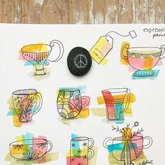 an image of coffee cups drawn on paper