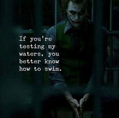 the dark knight joker sitting in jail with his hands on his knees, saying sometimes when you give a f k that flick