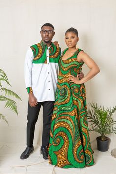 African Inspired Outfits, His And Hers Outfits, African Couple Outfit, Couple Wedding Outfit, Ankara Couple Outfit, Prom Couples Outfits, Ankara Midi Dress, Ankara Suit, African Couple