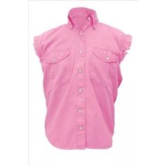 Ladies sleeveless pink shirt 100% cotton twill 2 front buttoned chest pockets Snap down collar PROD ID AL2930 Pink Cotton Shirt With Pockets, Sleeveless Cotton Shirt With Button Closure, Pink Cotton Button-up Tops, Pink Cotton Tops With Pockets, Pink Cotton Shirt With Button Closure, Pink Cotton Buttoned Top, Sleeveless Denim Shirt, Motorcycle Store