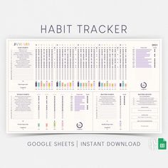 2024 Habit Tracker Daily Weekly Monthly Planner Google Sheets Template Spreadsheet Instant Downlo... template #digitalplannerideas #aestheticplanner🏵️ Spreadsheet Design, Daily Weekly Monthly Planner, Google Spreadsheet, Tracker Free, Monthly Planner Template, Planner Writing, Budget Spreadsheet, Weekly Monthly Planner