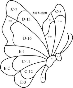 a butterfly with numbers on it's wings and the letters e, f, c