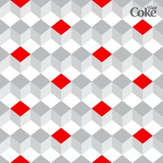 a red and white pattern with the word coke on it's bottom right corner