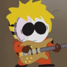 a cartoon character playing an electric guitar