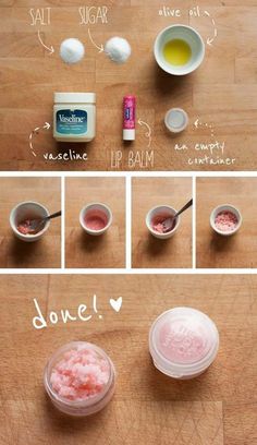 DIY Scrub For Soft And Smooth Lips.Take care of your lips, scrub once in a while to remove the dead skin and moisturize for smooth and soft lips. Lipstick Tricks, Lip Peeling, Easy Diy Scrub, Diy Lip Scrub, Apply Lipstick, Lip Balm Containers, Lip Scrub Diy, Makeup Tip, Vaseline Lip