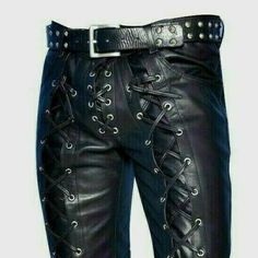 #ad Top Seller for Men's Real Cowhide Waxed Black Leather Pants Side Lacing Jean Trouser Cuir, Fashion Mens Clothing Luxury Men's Bottoms With Five Pockets, Luxury Men's Bottoms With Hidden Pockets, Luxury Men's Pants With Zip Fly, Mens Pvc Vinyl Pants, Men's Latex Pants, Leather Lace Up Pants, Pant Trousers For Men, Lace Up Pants, Slim Fit Pants Men