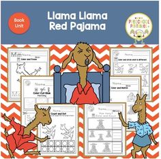 llama llama red pajama book unit with pictures and text on it