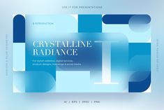 an abstract blue and white background with the words crystaline radiance on it