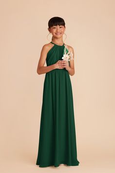 This high-neck halter dress is a dress she can wear again, to the middle school dance or as a wedding guest. This halter-neck dress is great for a junior bridesmaid on her way to a formal wedding. Pair this stylish junior look with our Kiko or Monica bridesmaid dresses. | Forest Green Bridesmaid Dress Chiffon Size Small | Birdy Grey Sienna Junior Forest Green Bridesmaid Dress, Forest Green Bridesmaid, Green Chiffon Bridesmaid Dress, Forest Green Bridesmaid Dresses, High Neck Halter Dress, White Dresses For Sale, Middle School Dance, Green Bridesmaid Dress, Bridesmaid Dress Chiffon