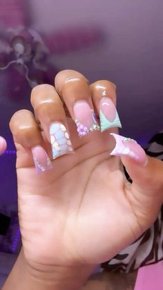 Gel X Duck Nails, Short Ducks Acrylic Nails, Short Duke Nails, Short Acrylic Nails Duck, Nail Inspo Duck Nails, Nail Ideas Duck Nails, Cute Duck Nails Designs, Colorful Duck Nails