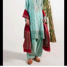 New 3 Piece Laxuary Lawn Salwarkameez Xl 2021 Shalwar Stitched As Model Zara Shahjahan, Desi Aesthetics, Pakistani Designer Suits, Lawn Dress, Embroidered Sleeves, Embroidered Border, Asian Bridal, Lawn Suits, Pakistani Suits