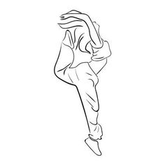 a line drawing of a person doing a trick