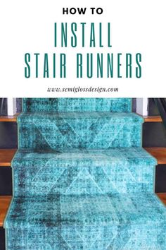 Wow! These DIY stair runners are so easy to install! What a great way to update a stairway! Give your staircase a makeover on a budget with this simple tutorial. Runner On Stairs, Modern Farmhouse Ideas, Staircase Ideas, Tile Stairs