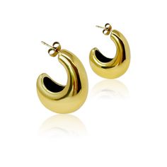 Introducing the Crescent Halo Golden Hoop Earrings - the perfect accessory for any occasion. The unique crescent shape design adds a touch of elegance to any outfit, while its versatility makes it easy to style up or down. These earrings are a must-have for any fashion-forward individual. Dimensions: approximately 0.5” x 1.5” x 1" 18k gold plated stainless steel, tarnish and water resistant Lead and Nickel free Golden Hoop Earrings, Golden Hoops, Crescent Shape, Hair Setting, Hair Accessories Headbands, Scrunchie Hairstyles, Steel Jewelry, Stainless Steel Jewelry, Shape Design