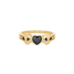 Little Rooms Cosmic Love Ring - Black Alien Ring, Cosmic Love, Ring Black, Love Ring, Black Heart, Black Enamel, Black Rings, Modern Vintage, Silver Gold