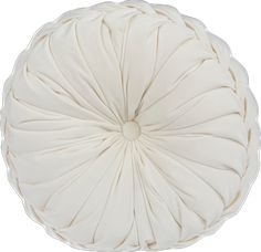 a white round pillow on a white background