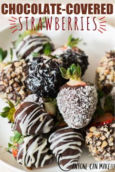 chocolate covered strawberries on a white plate