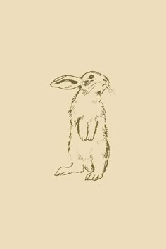 Bunny Drawings Aesthetic, Bunny Illustration Vintage, Rabbit Drawing Aesthetic, Simple Rabbit Illustration, Bunny Poster Aesthetic, Bunny Rabbit Illustration, Bunny Sketch Tattoo, Vintage Rabbit Tattoo