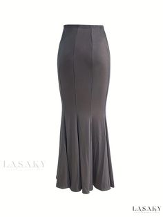 Lasaky - Stylish Mermaid Hem Solid Skirts: Exquisite Maxi Skirts, Accentuated Silhouette, Womens Fashion Skirts Elegant, Wide Leg Pants Jeans, Pleated Skirt Dress, Solid Skirt, Maxi Rok, Plus Size Bodycon Dresses, Flat Dress Shoes, Elegant Fabric, Boho Floral Dress