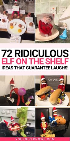 Elf on the Shelf is a magical part of Christmas. These 72 hilariously funny elf on the shelf ideas will make your Christmas even more special. From creating scenes to playing games, these ideas are sure to get you in the holiday spirit! Elf On The Shelf Trouble Maker, El On The Shelf Ideas, Different Elf On The Shelf Ideas, Banana Elf On The Shelf Ideas, Elf On The Shelf Being Bad, Wlf On The Shelf Ideas Funny For Kids Hilarious, Elf On The Shelf Ideas 2 Elves Funny, Elf On Shelf Ideas For Older Kids, Final Elf On The Shelf Ideas