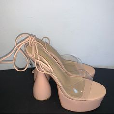 Fashion Nova Nude Always In The Spotlight Extreme Platform Heels Women’s Size 10 New Without Tags Beige Heels With Wrapped Heel For Night Out, Beige Wedge Heel Party Shoes, Beige Wedge Heels For Party, Beige Platform Heels For Night Out, Fashion Nova Heels, Beige Ankle-high Platform Heels, Fashion Nova Shoes, In The Spotlight, Shoes Fashion