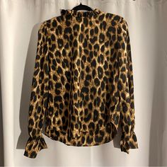 Shein High Neck Leopard Print Blouse Size M Brand New Without Tags Fall Leopard Print Stretch Blouse, Fall Stretch Leopard Print Blouse, Stretch Leopard Print Blouse For Fall, Fall Leopard Print Blouse With Ruffles, Spring Leopard Print Workwear Blouse, Spring Leopard Print Stretch Blouse, Leopard Print Stretch Blouse For Spring, Stretch Leopard Print Blouse, Stretch Leopard Print Blouse For Spring