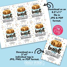 printable bundt refer cards with the instructions to make them look like they are ready for