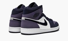 The Air Jordan 1 Mid “Sanded Purple” is a clean look for fans of the mid-top version of Michael Jordan’s first sneaker with Nike.  Like the high-top, the Air Jordan 1 Mid sports a timeless look that can be worn with a variety of looks and styles, making it an ideal design for those looking to add a throwback icon to their sneaker rotation.  The upper features a white leather base on the mid-panel with stealthy Sanded Purple leather covering the perforated toe, ankle collar, and heel.  Contrastin Sneaker Rotation, Jordan 8, Air Jordan 12 Retro, Air Jordan 5 Retro, Jordan 12 Retro, Purple Shoes, Air Jordan 5, Air Jordan 1 Low, Jordan 1 Low