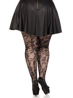 Add a little romance to your wardrobe with the Chantilly floral lace plus size tights by Leg Avenue. The intricate woven floral design on classic fishnets for a flirty hosiery look that takes you from day to night looks seamlessly. Package includes: 1 PC High quality hosiery fabric for long lasting wear Breathable fishnet Ultra-soft and stretchy Romantic floral lace design Reinforced toe for comfortable wear No-pinch waistband Hand wash cold, Do not bleach, Drip dry Final sale Plus Size Tights, Lace Tights, Party Kleidung, Leg Avenue, Black Pantyhose, Night Looks, Black Tights, Lace Design, Kids Costumes