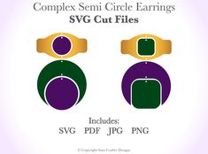 the diagram shows how to cut circles in two different colors, including purple and green