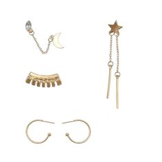 Bohemian Moon & Star Studs Earrings [Spirit and Rebel] Gold 1 Trendy Moon Charm Drop Earrings, Trendy Metal Moon Charm Jewelry, Trendy Metal Jewelry With Moon Charm, Trendy Dangle Earrings With Moon Charm, Star Charm Metal Drop Earrings, Metal Star Charm Drop Earrings, Trendy Star-shaped Single Earring, Trendy Single Star-shaped Earring, Adjustable Moon Charm Earrings