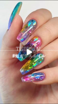 Rainbow Clear Nails, Rainbow Encapsulated Nails, Nail Art Designs Images, September 2, Foil Stamping, Fashion Nails, Nail Art Designs, Nail Art