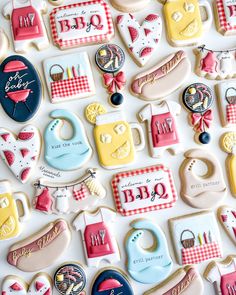 Backyard Baby Q, Baby Q Theme Baby Shower Ideas, Summer Baby Shower Cookies, Baby Q Baby Shower Theme, Baby-q Shower, Barbeque Baby Shower Ideas, Baby Q Gender Reveal Decorations, Cookout Baby Shower Ideas, Babyque Shower Ideas Girl