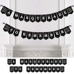 a black and white banner with the words masqueradee to remember on it