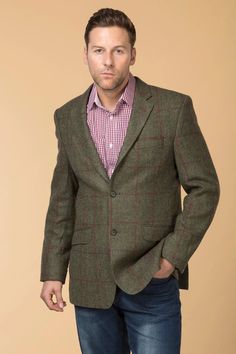 Men's Brown Checked Tweed Jacket | British Tweed Blazer | Rydale Casual Stylish, Sports Blazer, Look On