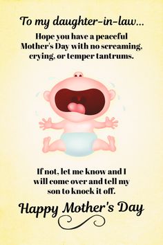 a happy mother's day card with an image of a crying baby