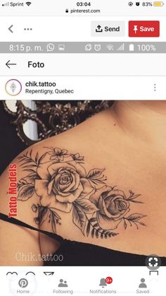 a woman's chest with flowers on it and the words foto written below