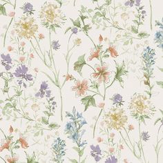 a floral wallpaper with many different colored flowers