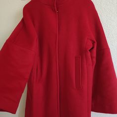 Mango Coat Nwt. Size Xs But Also Fit For Size S To M. Oversized Red Outerwear For Spring, Red Oversized Outerwear For Spring, Red Oversized Outerwear With Pockets, Oversized Red Outerwear With Pockets, Red Oversized Hooded Outerwear, Red Oversized Long Coat Outerwear, Mango Faux Fur Coat, Mango Coat, Cropped Military Jacket