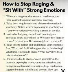 an advertisement with the words how to stop raging and sit with strong emotions