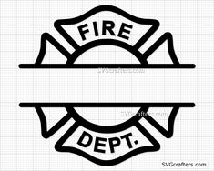 two fire department emblems with the word,'fire dept'in black and white