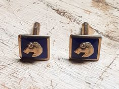 Horsehead Cufflinks Gold Tone and Black Enamel Vintage Jewelry for Men Father's Day Women Yours, Occasionally Cufflinks Gold, Gold Cufflinks, Tie Clips, Jewelry For Men, Tie Accessories, Cuff Links, Black Enamel, Set Vintage, Christmas Sale