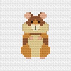 a hamster is shown in the shape of a cross stitch pattern on a white background