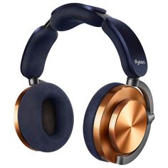 the blue and gold headphones are designed to look like they could be used for music