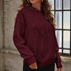 New Never Worn Maroon Hoodie With Draw String Has A Semi Sequin Shimmer In It Very Cool For Day Or Night Size Small Hooded Sweatshirt With Soft Texture For Fall, Hooded Top With Soft Texture For Fall, Casual Hooded Sweater With Soft Texture, Casual Hooded Tops With Soft Texture, Nike Zip Hoodie, Champion Sweats, Sequin Hoodie, Maroon Hoodie, Velour Hoodie