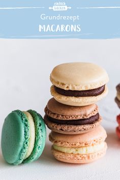 a stack of macaroons sitting next to each other