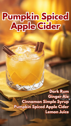 Pumpkin Spiced Apple Cider Pumpkin Spice Rum Drinks, Pumpkin Spice Alcoholic Drinks, Pumpkin Spice Apple Cider Cocktail, Pumpkin Spice Liquor Recipes, Pumpkin Spiced Rum Cocktails, Cinnamon Cocktails, Cinnamon Cocktail