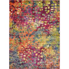 an abstract rug with multicolored squares